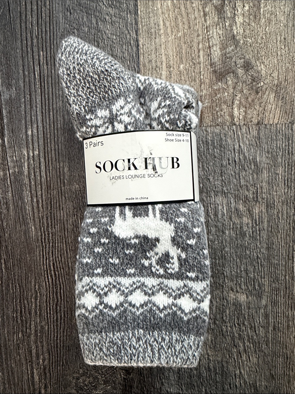 Gray Patterned Lounge Socks - 3 Pairs